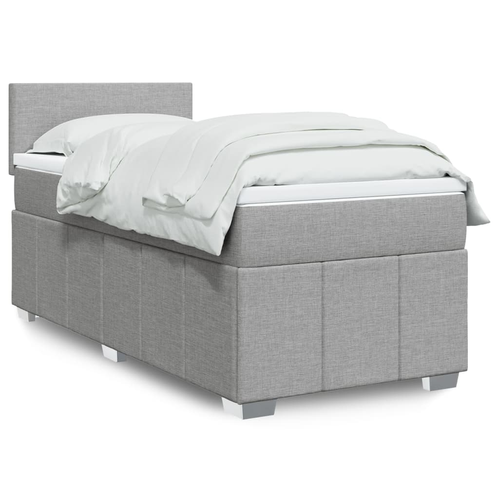 Cama box spring con colchón cuero sintético blanco 100x200 cm
