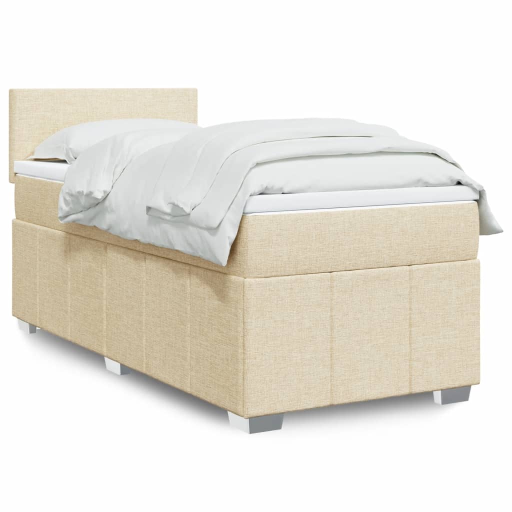 Cama box spring con colchón cuero sintético blanco 100x200 cm