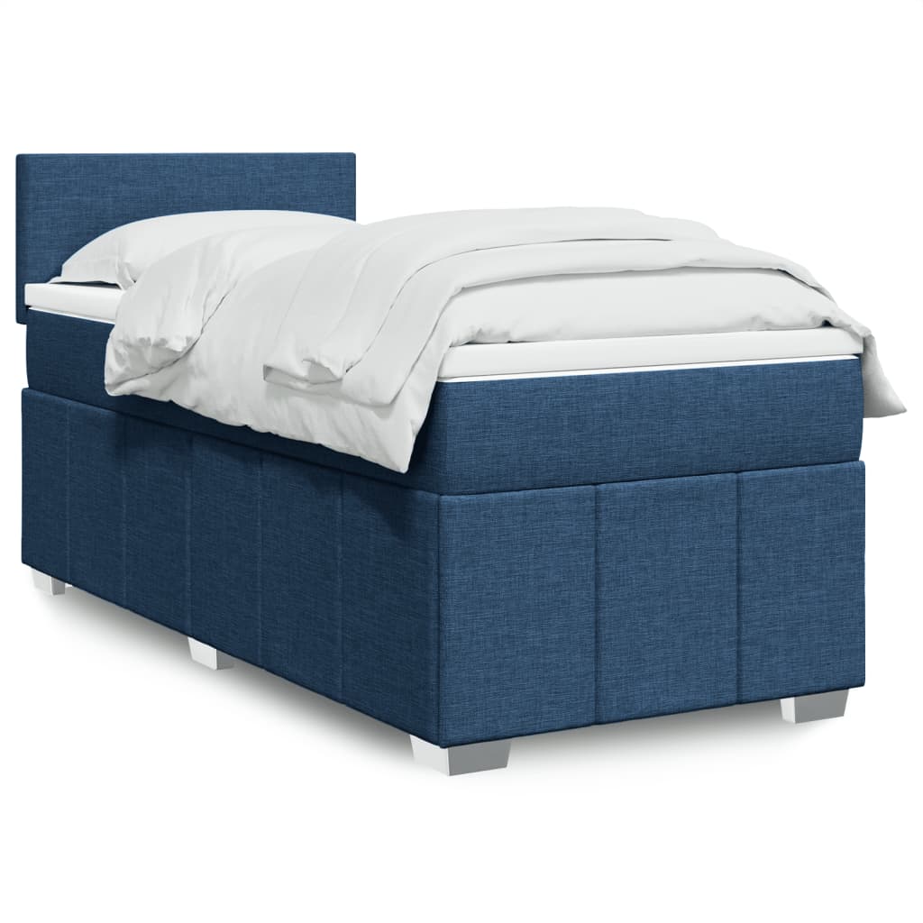 Cama box spring con colchón cuero sintético blanco 100x200 cm