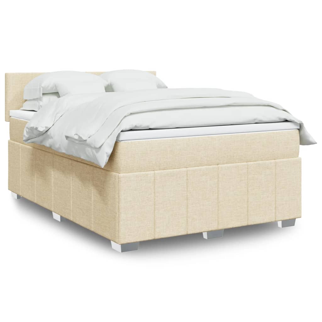 Cama box spring con colchón cuero sintético blanco 100x200 cm