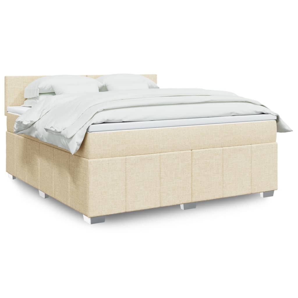 Cama box spring con colchón cuero sintético blanco 100x200 cm