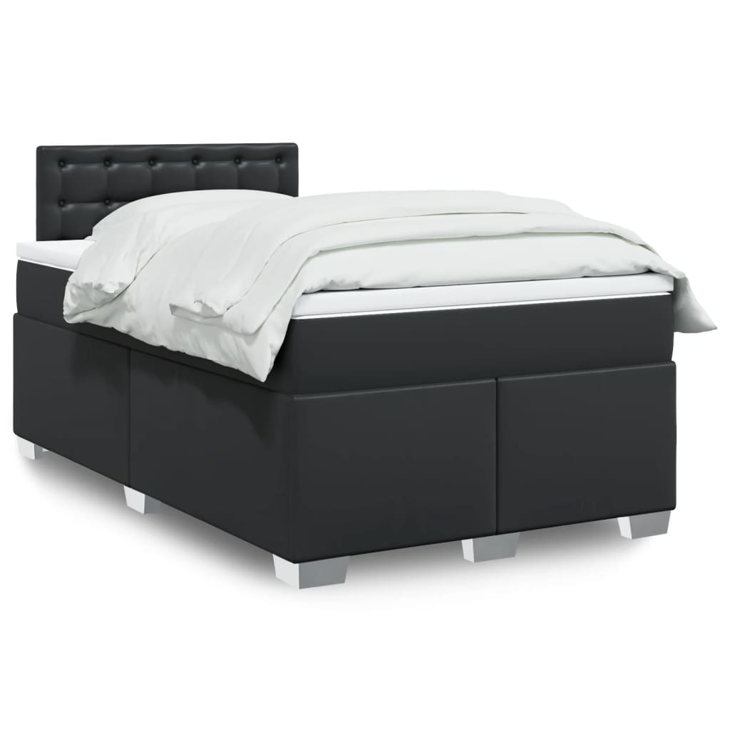Cama box spring con colchón cuero sintético blanco 100x200 cm