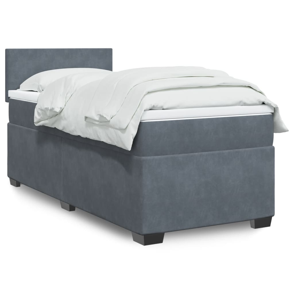Cama box spring con colchón cuero sintético blanco 100x200 cm