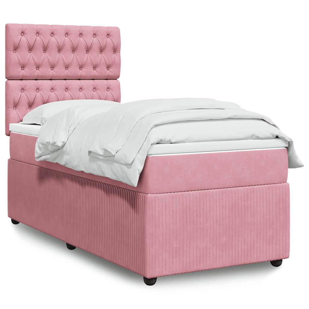 Cama box spring con colchón cuero sintético blanco 100x200 cm