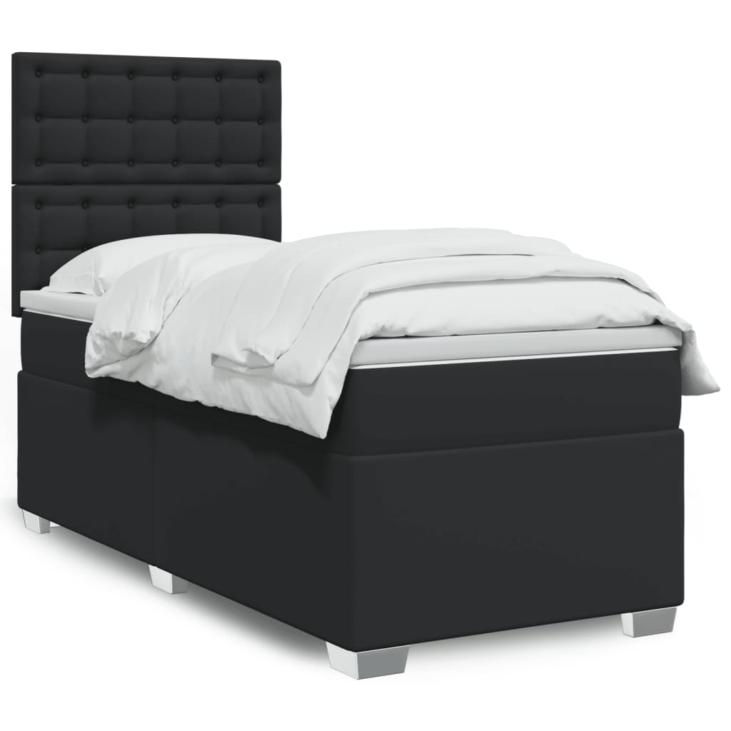 Cama box spring con colchón cuero sintético blanco 100x200 cm