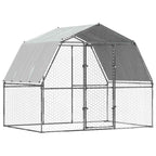 Gallinero con techo y puerta acero galvanizado plateado