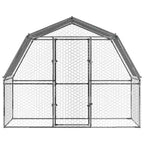 Gallinero con techo y puerta acero galvanizado plateado