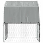 Gallinero con techo y puerta acero galvanizado plateado