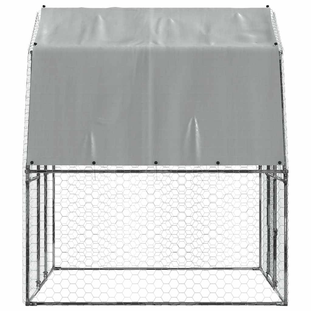 Gallinero con techo y puerta acero galvanizado plateado