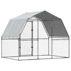 Gallinero con techo y puerta acero galvanizado plateado
