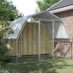 Gallinero con techo y puerta acero galvanizado plateado