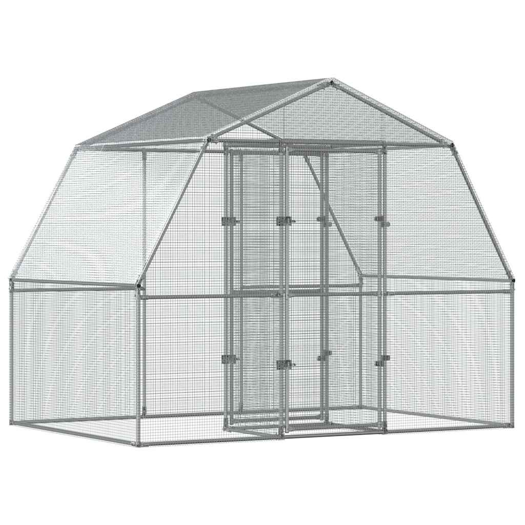 Jaula para pájaros con puerta acero galvanizado plateado