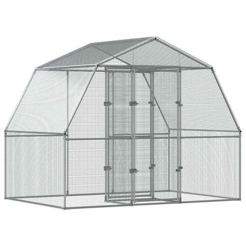 Jaula para pájaros con puerta acero galvanizado plateado