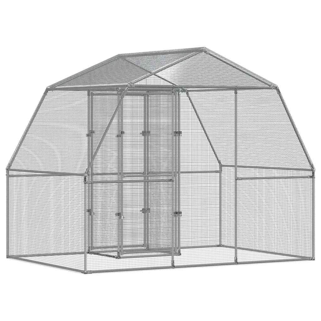 Jaula para pájaros con puerta acero galvanizado plateado