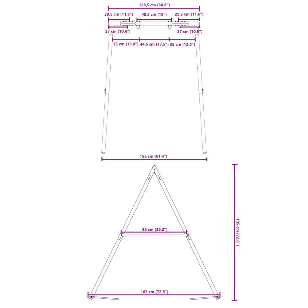 Estructura columpio exterior ancho 156 x alto 185 cm