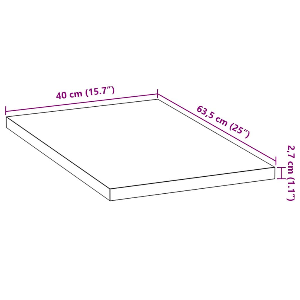 Encimera de cocina rectangular madera maciza roble