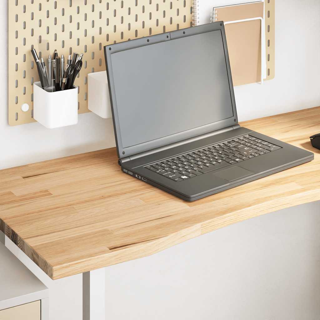 Rectangular solid wood light brown oak desk top