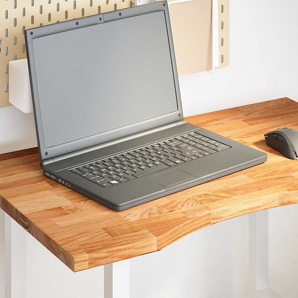 Rectangular solid wood light brown oak desk top