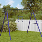 Barra trapecio con anillas de gimnasia niños acero azul y verde