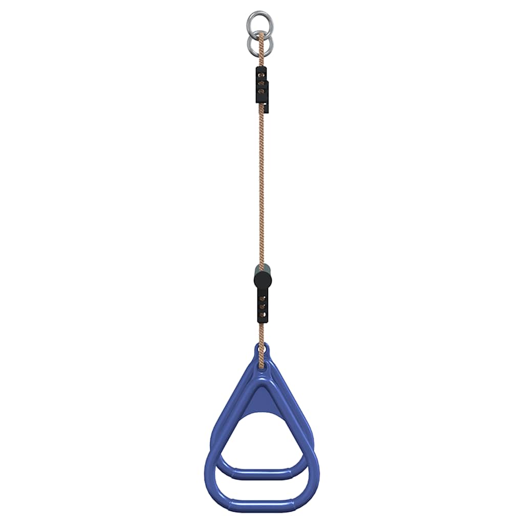 Barra trapecio con anillas de gimnasia niños acero azul y verde