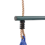 Barra trapecio con anillas de gimnasia niños acero azul y verde