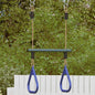Barra trapecio con anillas de gimnasia niños acero azul y verde