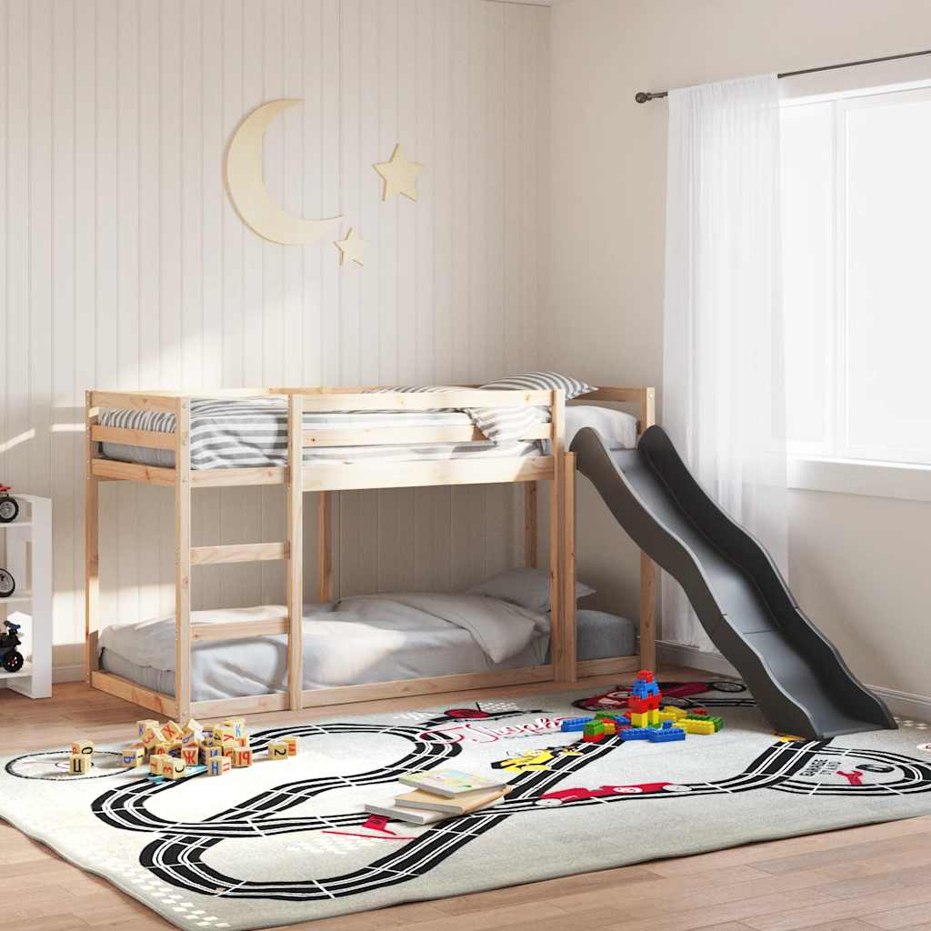 Litera con tobogán y escalera madera maciza blanco 90x190 cm