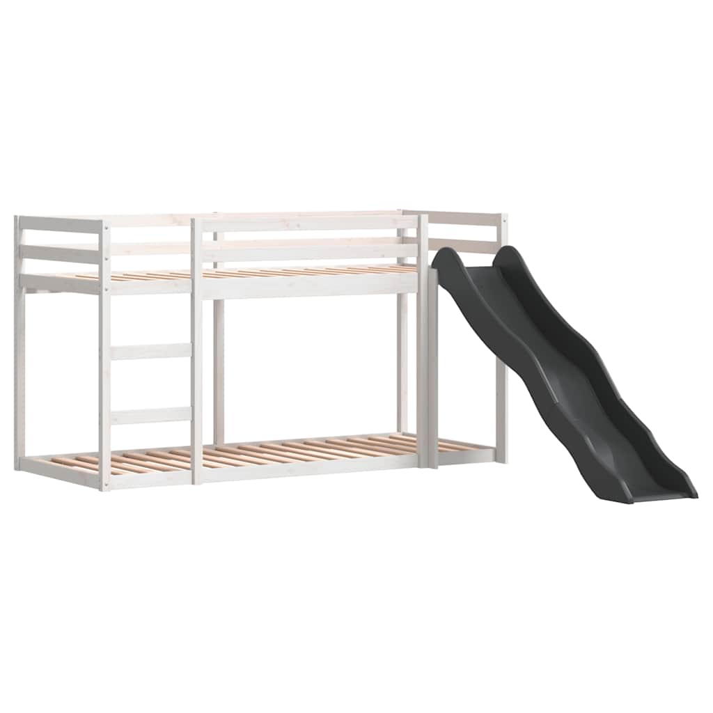 Litera con tobogán y escalera madera maciza blanco 90x190 cm