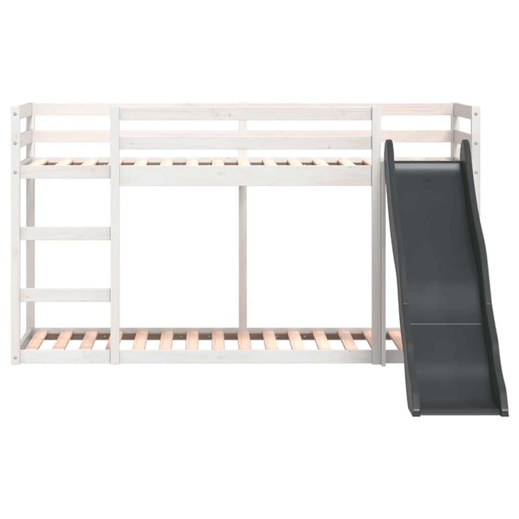 Litera con tobogán y escalera madera maciza blanco 90x190 cm