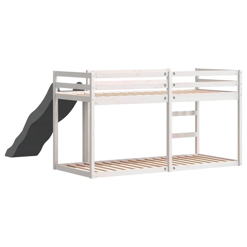 Litera con tobogán y escalera madera maciza blanco 90x190 cm