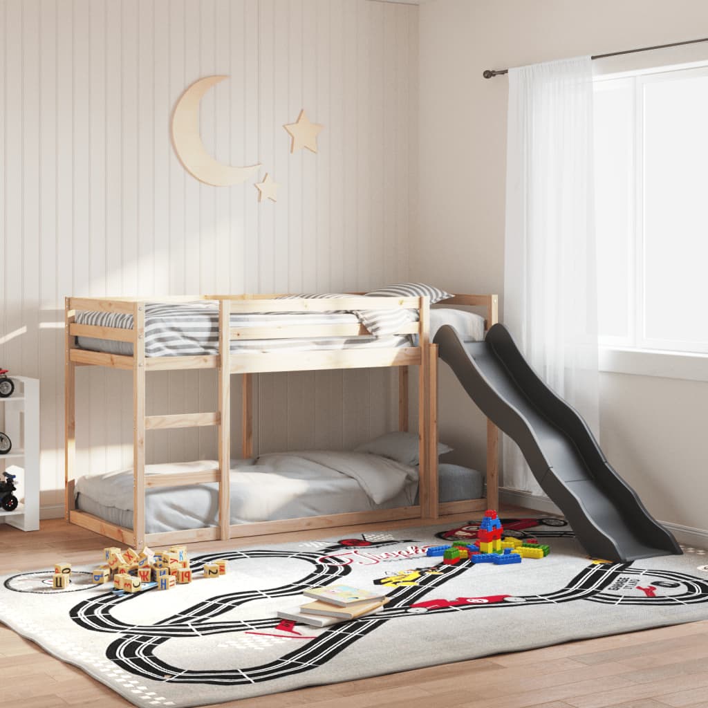 Litera con tobogán y escalera madera maciza blanco 90x190 cm