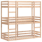 Litera triple de madera maciza de pino 75x190 cm