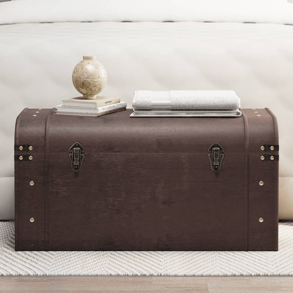 Brown plywood chest with latches 110x50x39.5 cm