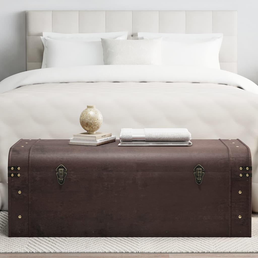 Brown plywood chest with latches 110x50x39.5 cm