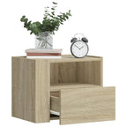 Mesilla de noche con LED madera marrón roble 35x39x55 cm