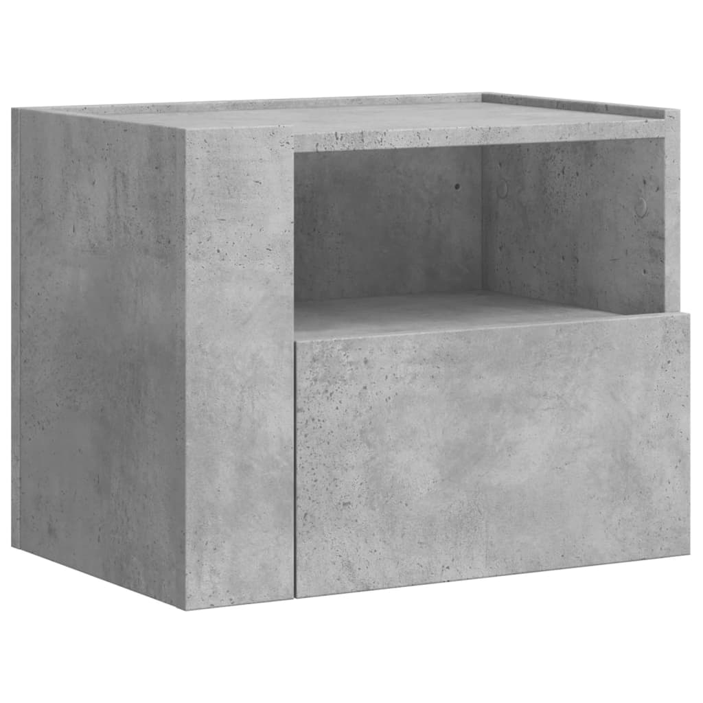 Mesilla de noche de pared gris hormigón 45x30x35 cm