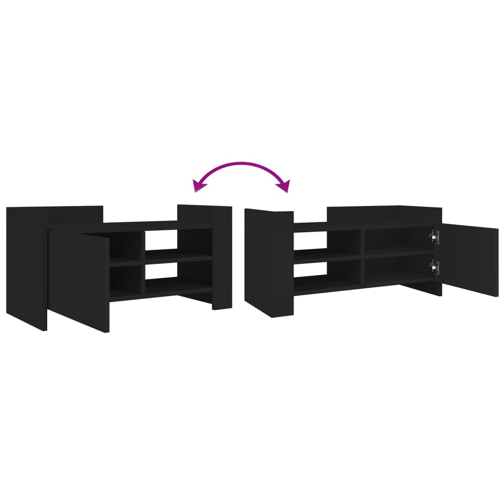 Mueble de TV madera de ingeniería negro 80x35x40 cm