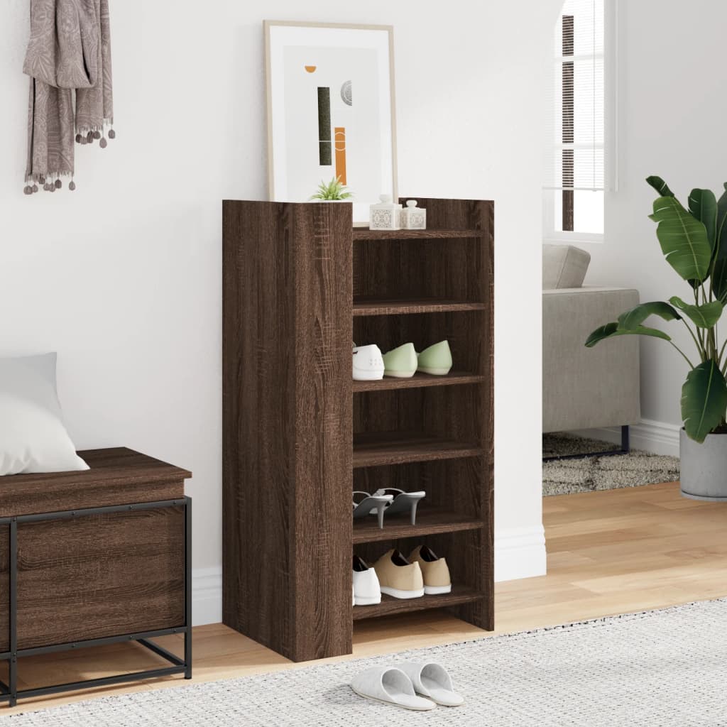 Zapatero madera de ingenería marrón roble 52x37,5x100 cm