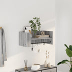 Estante de pared 2 uds madera ingeniería gris Sonoma 38x12x38cm