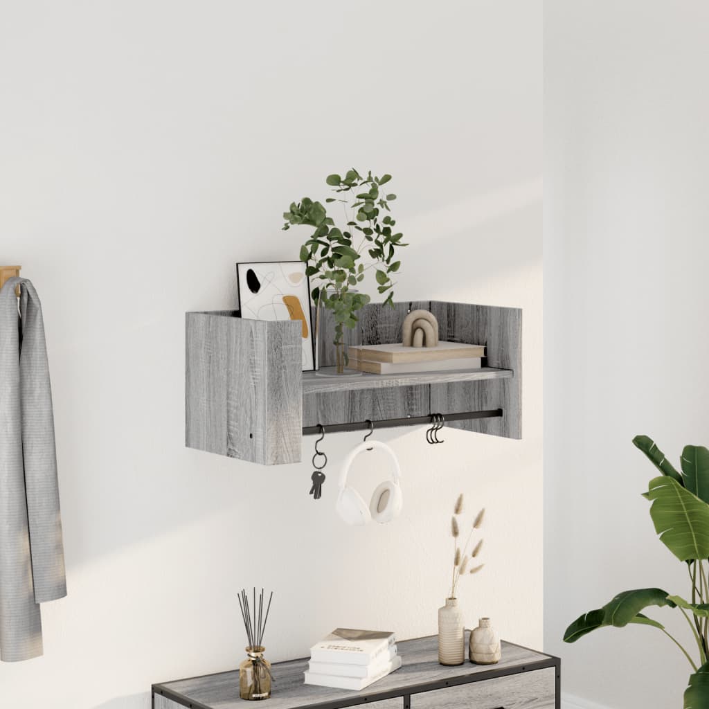 Estante de pared 2 uds madera ingeniería gris Sonoma 38x12x38cm