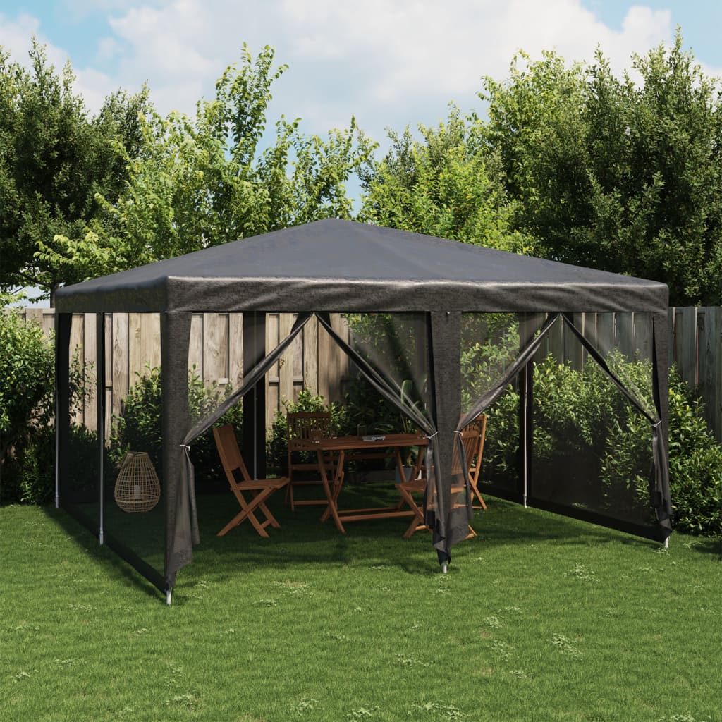 Carpa para fiestas 10 paredes de malla HDPE gris antracita 6x4m