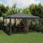 Carpa para fiestas 10 paredes de malla HDPE gris antracita 6x4m