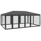 Carpa para fiestas 10 paredes de malla HDPE gris antracita 6x4m