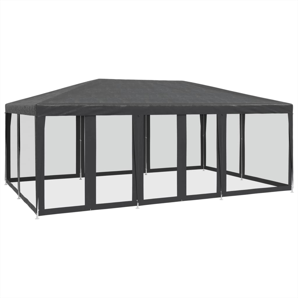 Carpa para fiestas 10 paredes de malla HDPE gris antracita 6x4m