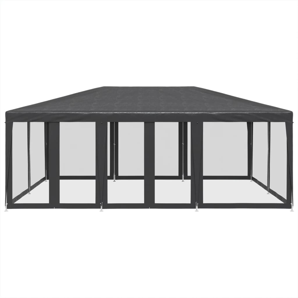 Carpa para fiestas 10 paredes de malla HDPE gris antracita 6x4m