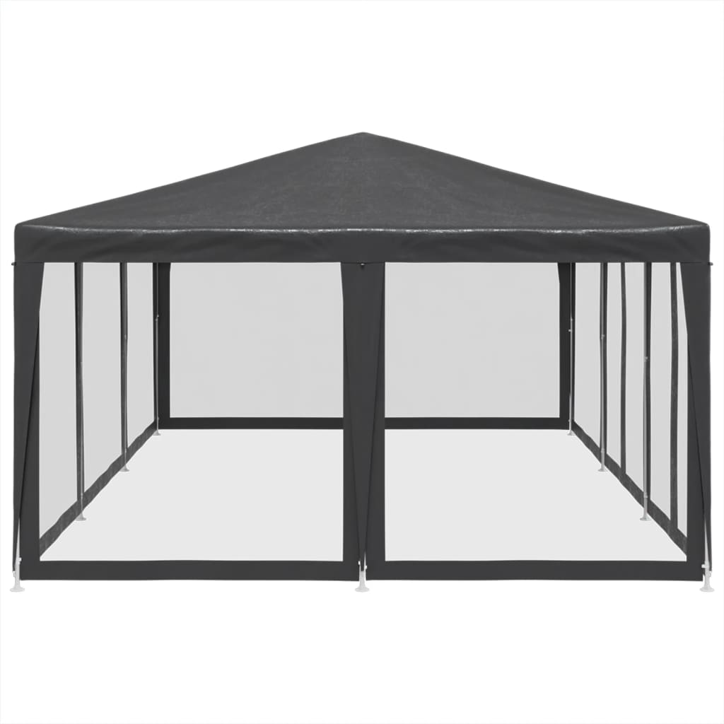 Carpa para fiestas 10 paredes de malla HDPE gris antracita 6x4m