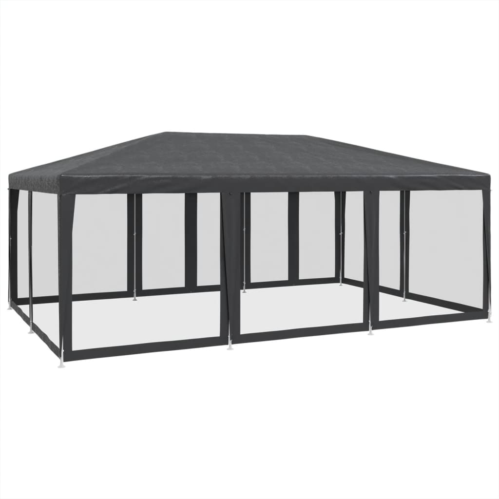 Carpa para fiestas 10 paredes de malla HDPE gris antracita 6x4m