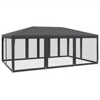 Carpa para fiestas 10 paredes de malla HDPE gris antracita 6x4m
