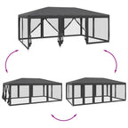 Carpa para fiestas 10 paredes de malla HDPE gris antracita 6x4m