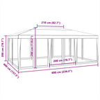 Carpa para fiestas 10 paredes de malla HDPE gris antracita 6x4m